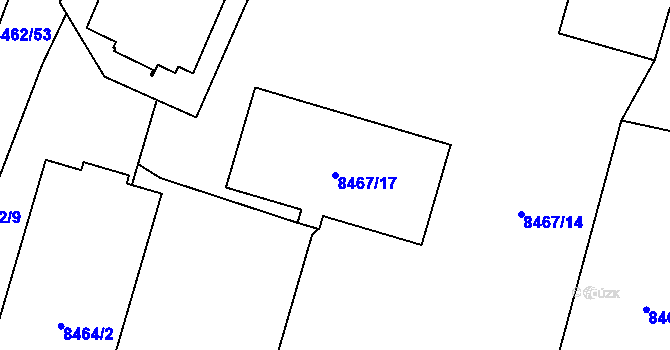 Parcela st. 8467/17 v KÚ Plzeň, Katastrální mapa