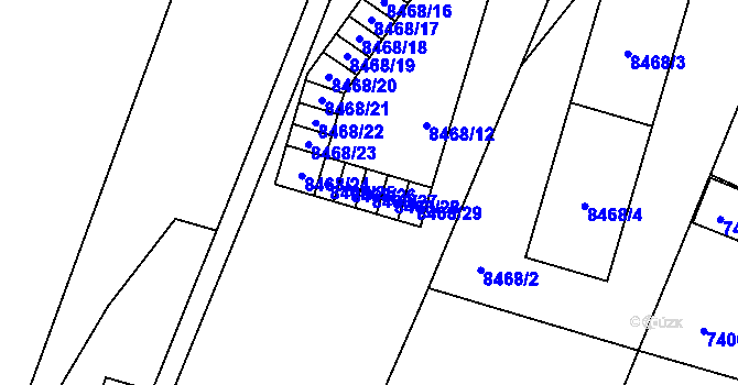 Parcela st. 8468/27 v KÚ Plzeň, Katastrální mapa