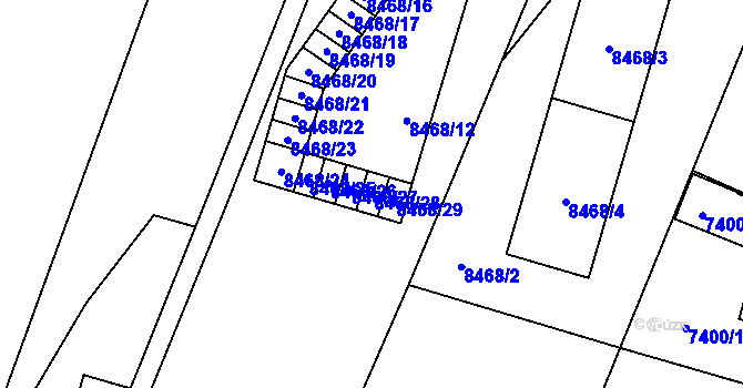 Parcela st. 8468/28 v KÚ Plzeň, Katastrální mapa