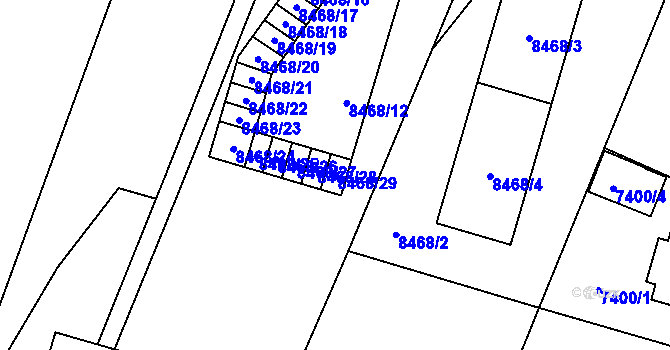 Parcela st. 8468/29 v KÚ Plzeň, Katastrální mapa