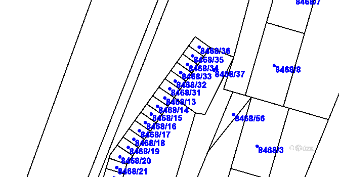 Parcela st. 8468/31 v KÚ Plzeň, Katastrální mapa