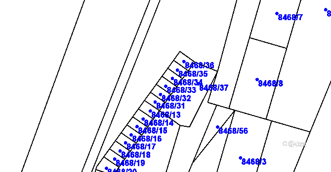 Parcela st. 8468/33 v KÚ Plzeň, Katastrální mapa