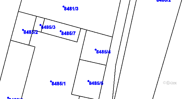 Parcela st. 8485/4 v KÚ Plzeň, Katastrální mapa