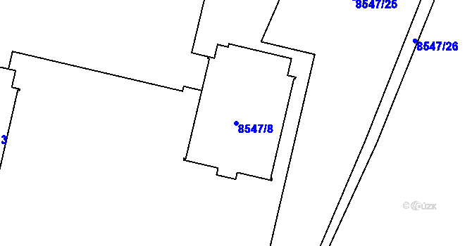 Parcela st. 8547/8 v KÚ Plzeň, Katastrální mapa