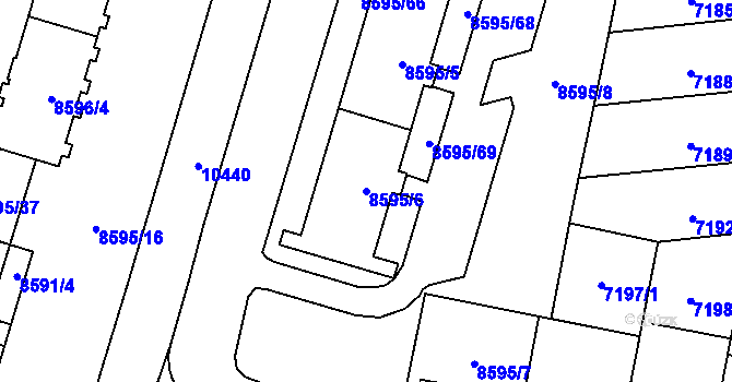 Parcela st. 8595/6 v KÚ Plzeň, Katastrální mapa