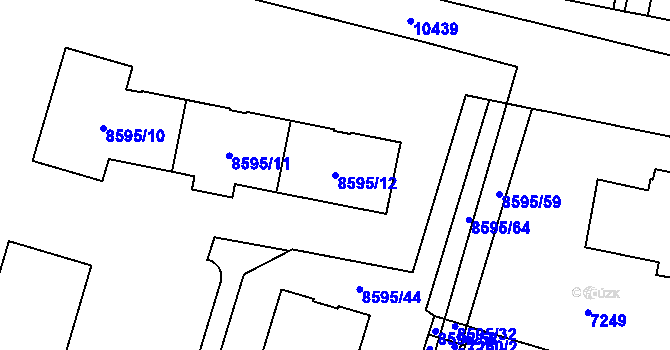 Parcela st. 8595/12 v KÚ Plzeň, Katastrální mapa