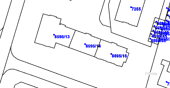 Parcela st. 8595/14 v KÚ Plzeň, Katastrální mapa