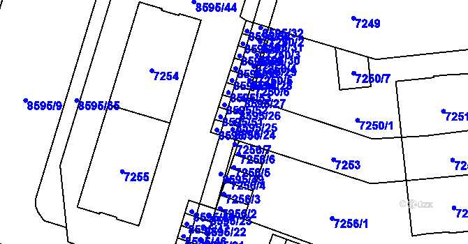 Parcela st. 8595/25 v KÚ Plzeň, Katastrální mapa