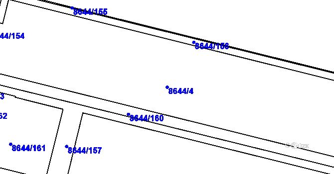 Parcela st. 8644/4 v KÚ Plzeň, Katastrální mapa