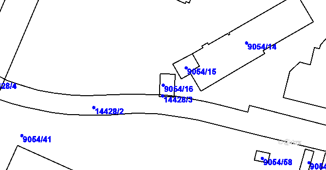 Parcela st. 9054/16 v KÚ Plzeň, Katastrální mapa