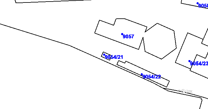 Parcela st. 9054/21 v KÚ Plzeň, Katastrální mapa