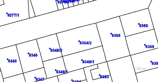 Parcela st. 9354/2 v KÚ Plzeň, Katastrální mapa