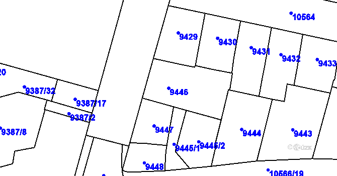 Parcela st. 9446 v KÚ Plzeň, Katastrální mapa