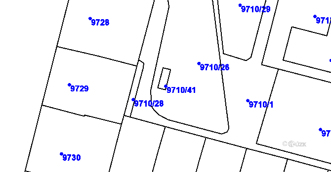 Parcela st. 9710/41 v KÚ Plzeň, Katastrální mapa