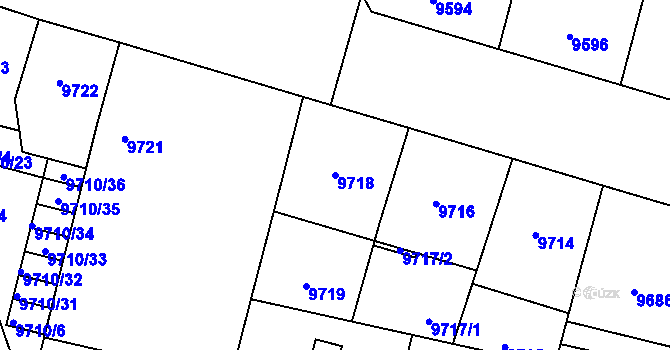 Parcela st. 9718 v KÚ Plzeň, Katastrální mapa