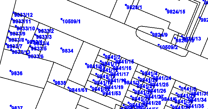 Parcela st. 9841/2 v KÚ Plzeň, Katastrální mapa
