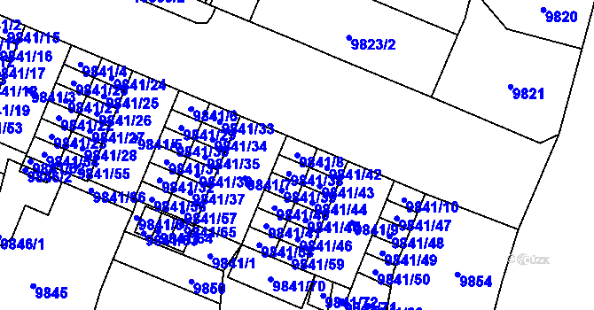 Parcela st. 9841/8 v KÚ Plzeň, Katastrální mapa