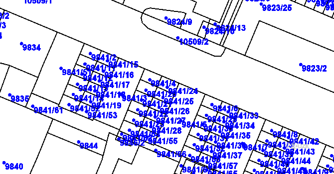 Parcela st. 9841/24 v KÚ Plzeň, Katastrální mapa