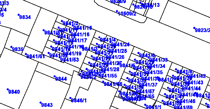 Parcela st. 9841/26 v KÚ Plzeň, Katastrální mapa