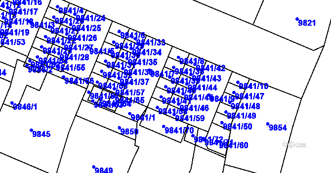 Parcela st. 9841/40 v KÚ Plzeň, Katastrální mapa