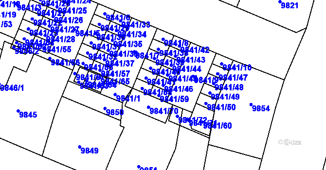 Parcela st. 9841/46 v KÚ Plzeň, Katastrální mapa