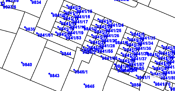 Parcela st. 9841/54 v KÚ Plzeň, Katastrální mapa