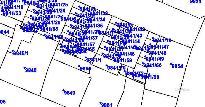 Parcela st. 9841/58 v KÚ Plzeň, Katastrální mapa