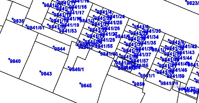 Parcela st. 9841/66 v KÚ Plzeň, Katastrální mapa