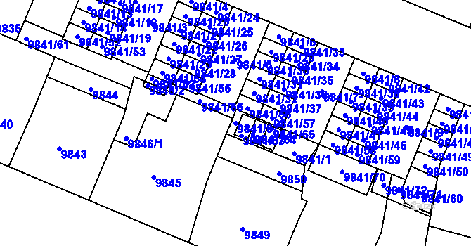 Parcela st. 9841/67 v KÚ Plzeň, Katastrální mapa