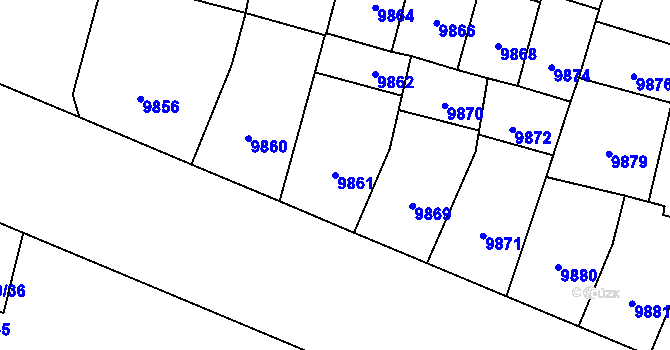 Parcela st. 9861 v KÚ Plzeň, Katastrální mapa