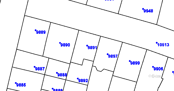 Parcela st. 9891 v KÚ Plzeň, Katastrální mapa
