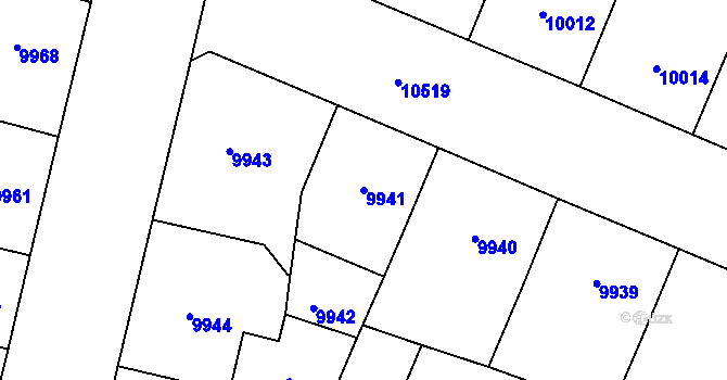 Parcela st. 9941 v KÚ Plzeň, Katastrální mapa