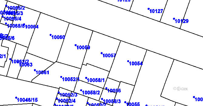 Parcela st. 10057 v KÚ Plzeň, Katastrální mapa