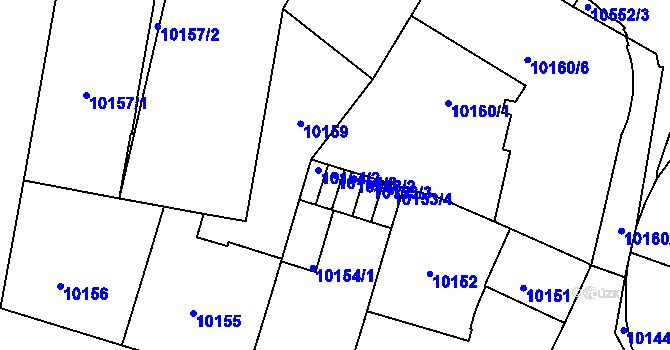 Parcela st. 10154/3 v KÚ Plzeň, Katastrální mapa