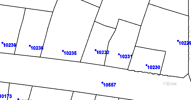 Parcela st. 10232 v KÚ Plzeň, Katastrální mapa
