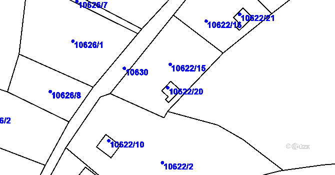 Parcela st. 10622/20 v KÚ Plzeň, Katastrální mapa