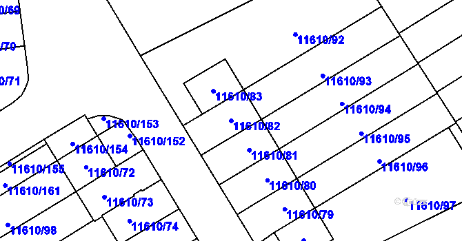 Parcela st. 11610/82 v KÚ Plzeň, Katastrální mapa