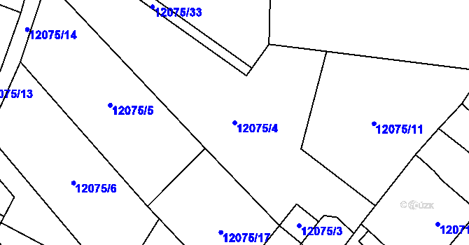 Parcela st. 12075/4 v KÚ Plzeň, Katastrální mapa