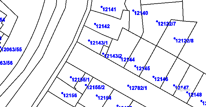 Parcela st. 12143/2 v KÚ Plzeň, Katastrální mapa