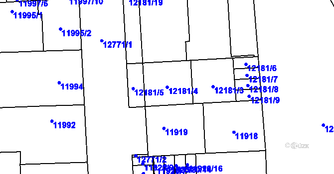 Parcela st. 12181/4 v KÚ Plzeň, Katastrální mapa