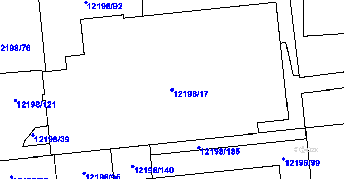 Parcela st. 12198/17 v KÚ Plzeň, Katastrální mapa