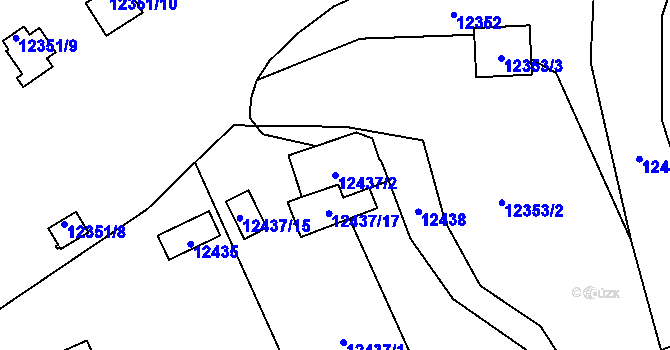 Parcela st. 12437/2 v KÚ Plzeň, Katastrální mapa