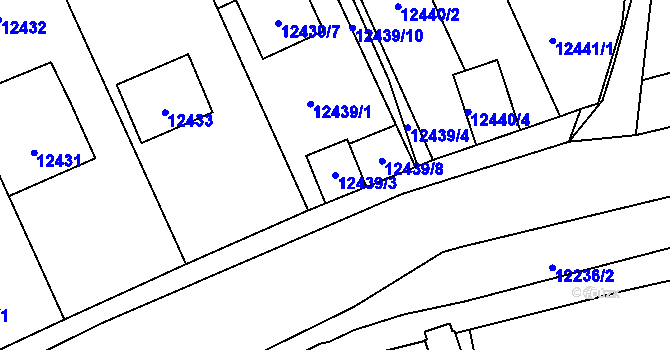 Parcela st. 12439/3 v KÚ Plzeň, Katastrální mapa