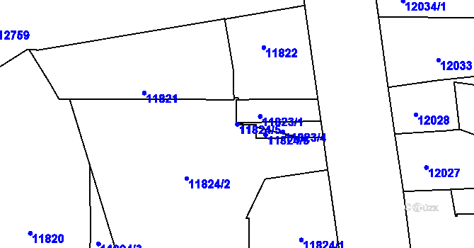 Parcela st. 11824/5 v KÚ Plzeň, Katastrální mapa