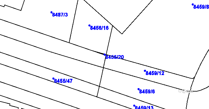 Parcela st. 8456/20 v KÚ Plzeň, Katastrální mapa