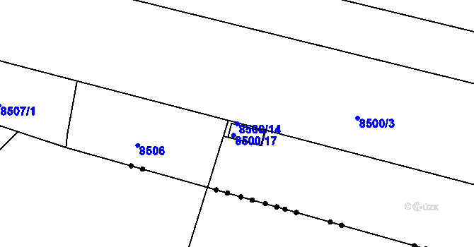 Parcela st. 8500/14 v KÚ Plzeň, Katastrální mapa