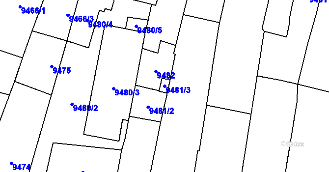 Parcela st. 9481/3 v KÚ Plzeň, Katastrální mapa