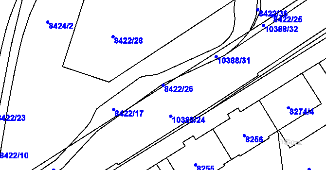 Parcela st. 8422/26 v KÚ Plzeň, Katastrální mapa