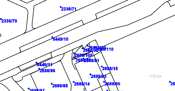 Parcela st. 2688/101 v KÚ Plzeň, Katastrální mapa