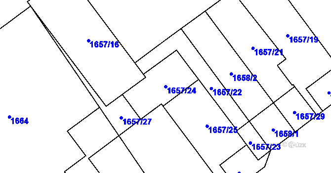 Parcela st. 1657/24 v KÚ Plzeň, Katastrální mapa